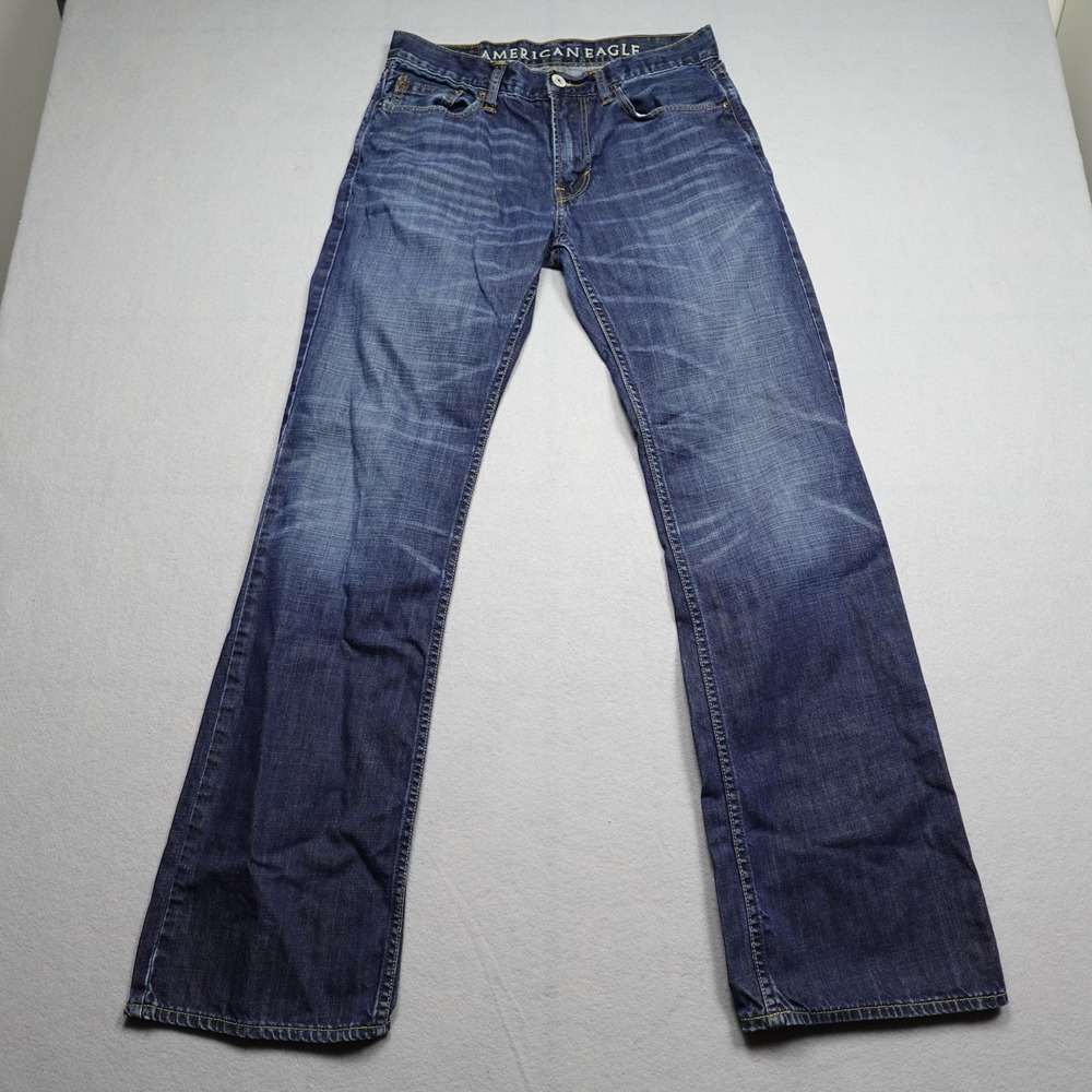 American Eagle Pants Jeans Mens 30x34 Blue Low Rise Bootcut Denim Relaxed Fit